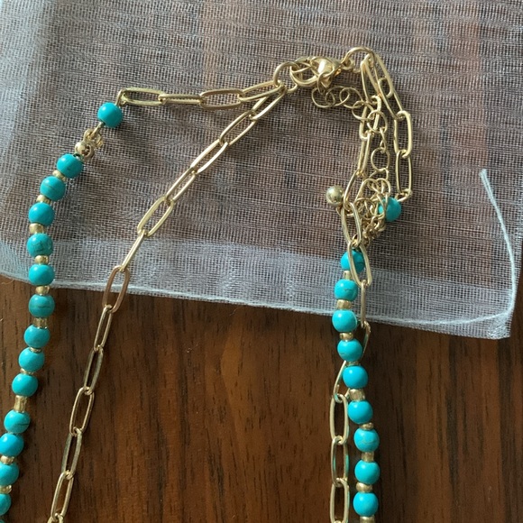 Layered Teal Beaded and Charm Necklace - Picture 3 of 4